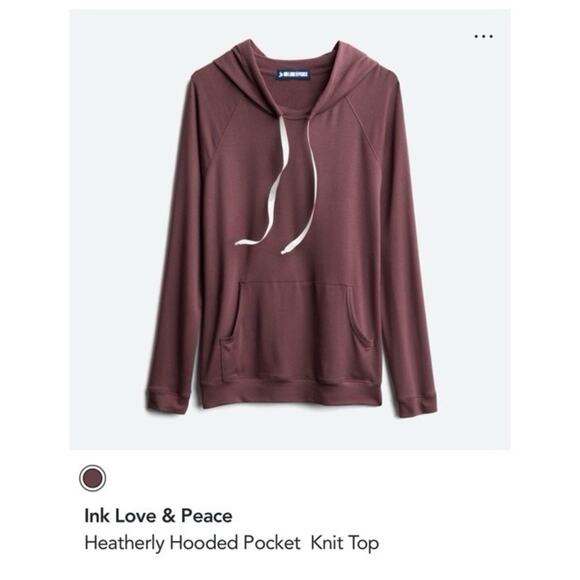 Ink Love & Peace Stitch Fix Heatherly Hooded Pocket Knit Top Purple Medium NWT - Picture 1 of 5